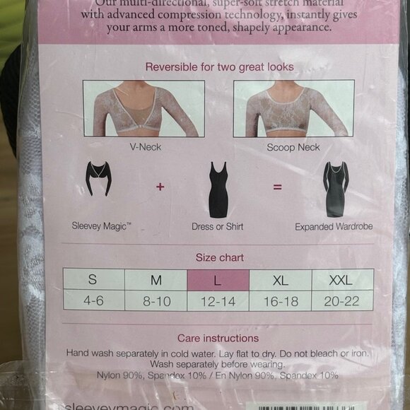 Sleevey Magic White Lace Makes Arms Look Great ! New In Package Size L - Picture 4 of 4